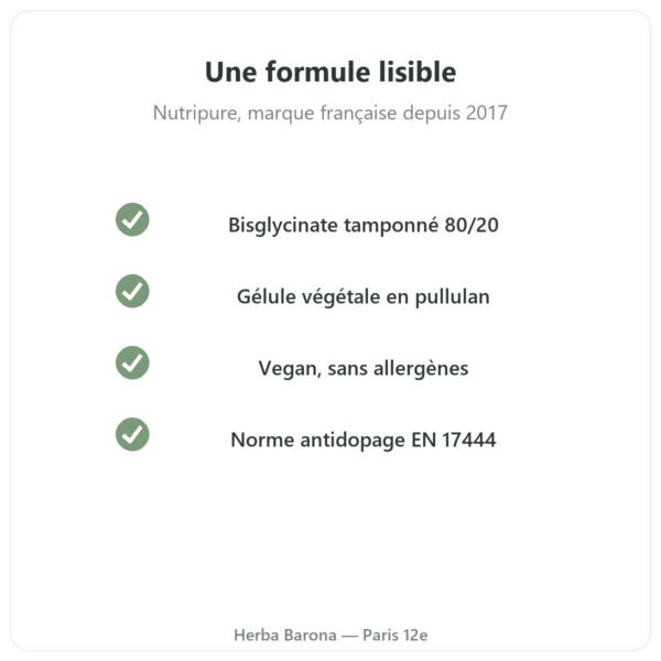 Magnésium taurine B6 Nutripure 180 gélules qualité Paris Herba Barona