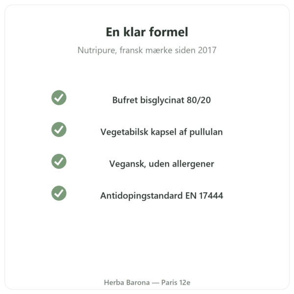 Magnesium Bisglycinat Taurin B6 Nutripure 180 kapsler kvalitet Paris Herba Barona