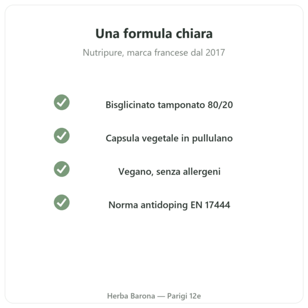 Magnesio Bisglicinato Taurina B6 Nutripure 180 capsule qualità Paris Herba Barona