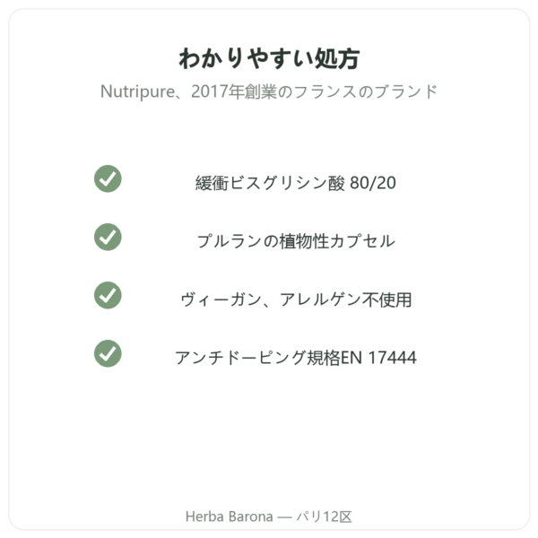 ビスグリシン酸マグネシウム タウリン B6 Nutripure 180カプセル 品質 Paris Herba Barona