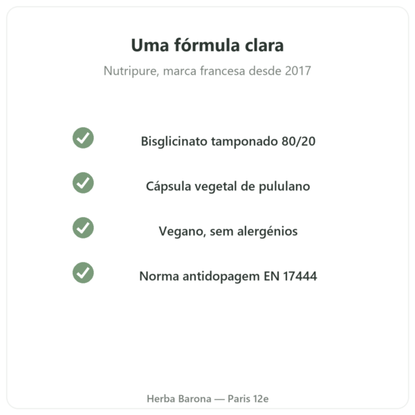 Magnésio Bisglicinato Taurina B6 Nutripure 180 cápsulas qualidade Paris Herba Barona