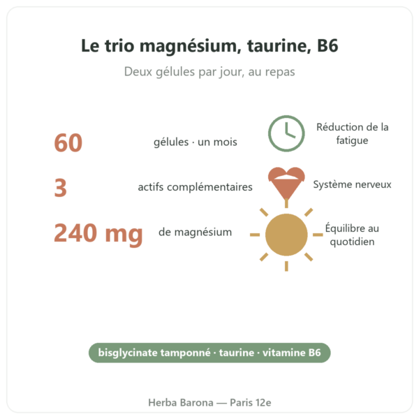 Magnésium bisglycinate 60 gélules Nutripure bienfaits Paris Herba Barona