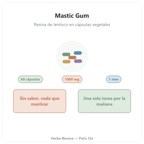 Mastic Gum Jarrow Formulas 1000 mg 60 cápsulas presentación París Herba Barona