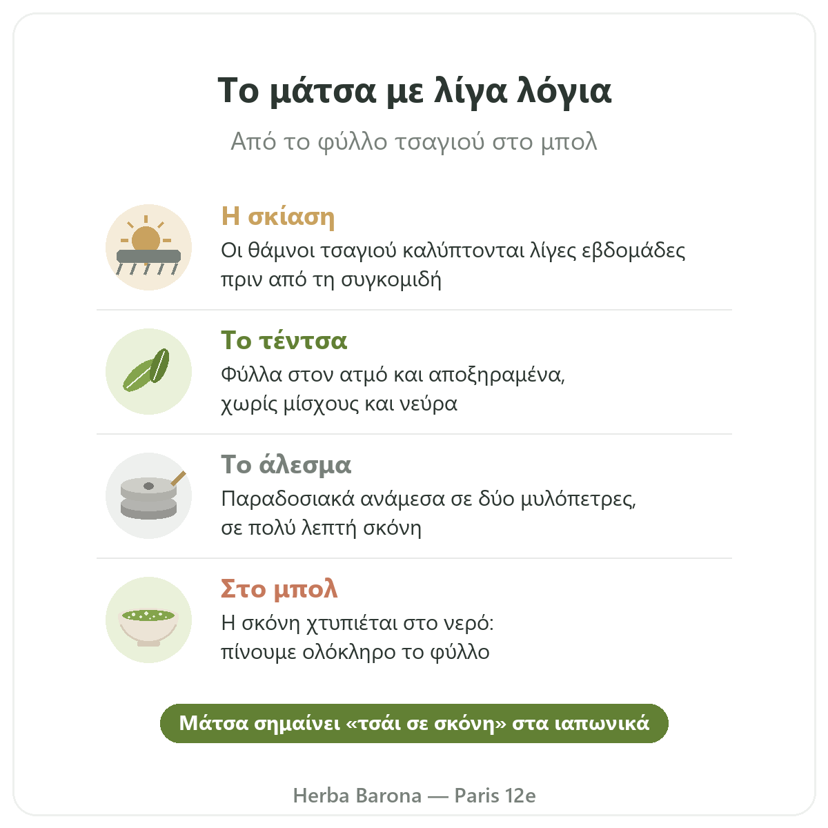Μάτσα στο Παρίσι: από το φύλλο στο μπολ, Herba Barona Παρίσι 12e