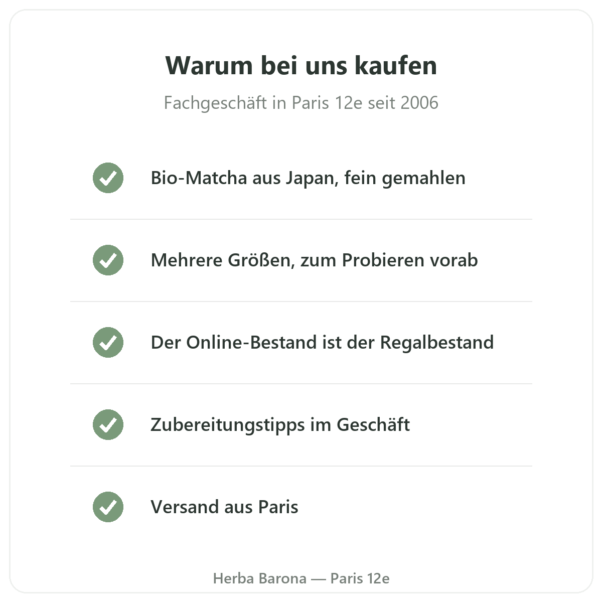 Matcha in Paris: warum bei Herba Barona Paris 12e kaufen