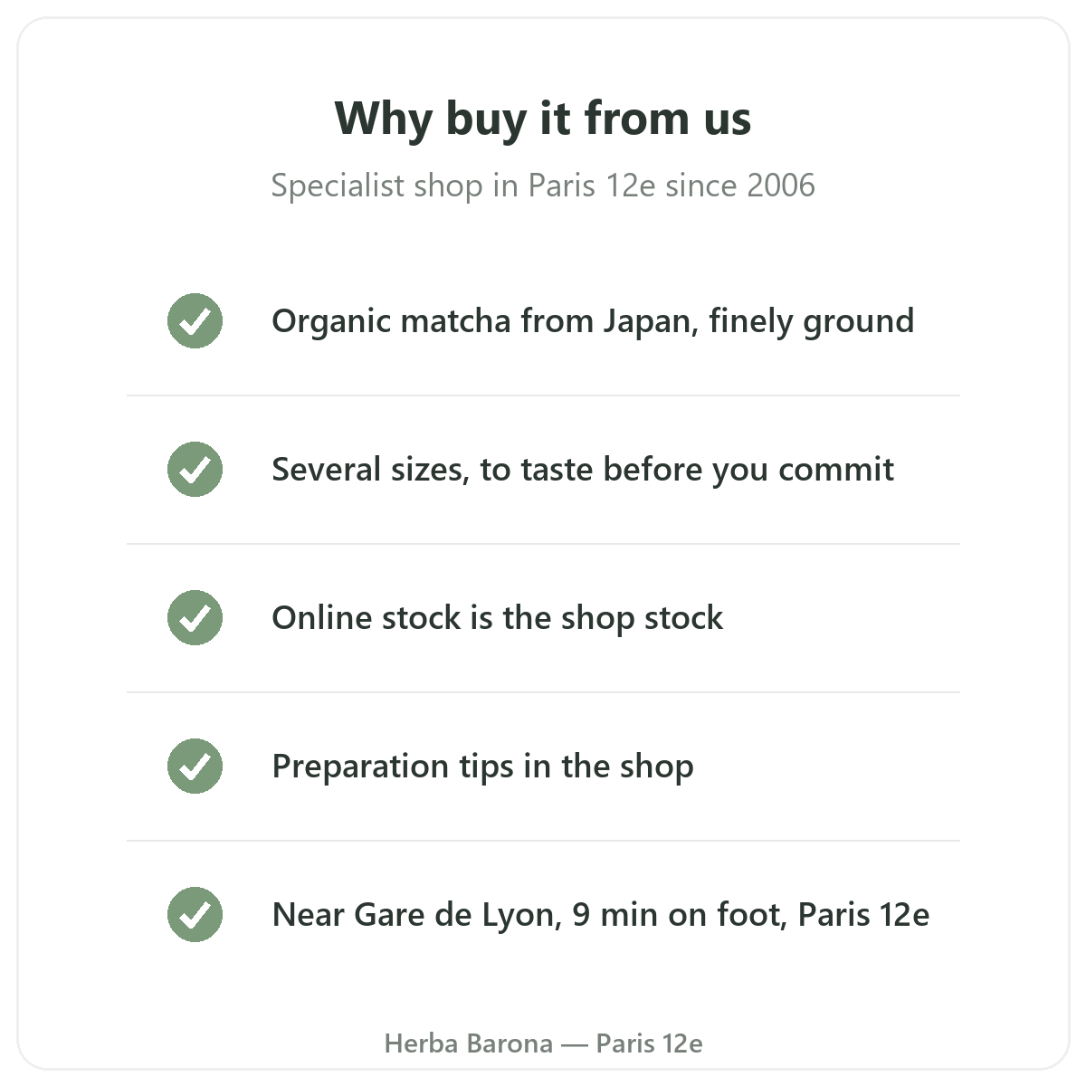 Matcha in Paris: why buy it at Herba Barona Paris 12e