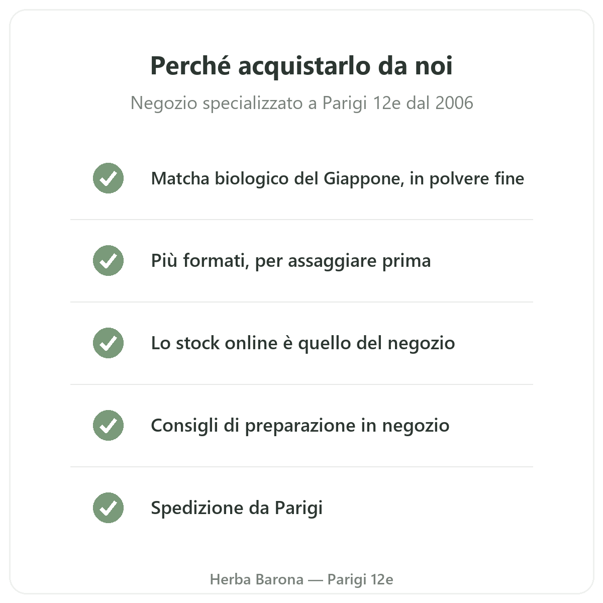 Matcha a Parigi: perché acquistarlo da Herba Barona Parigi 12e
