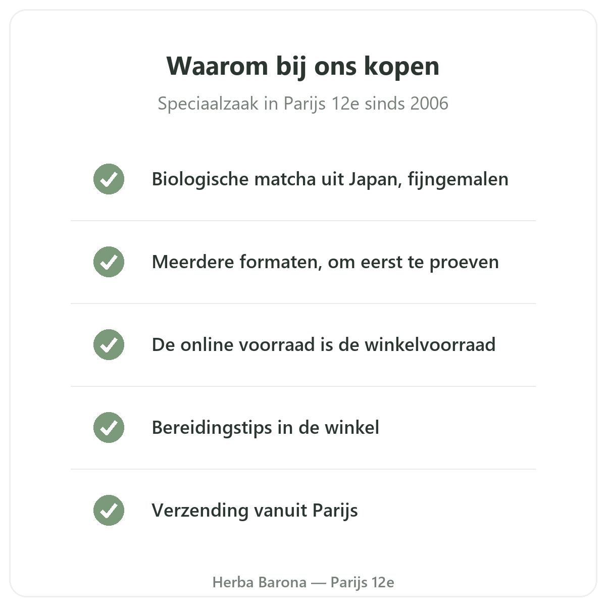 Matcha in Parijs: waarom kopen bij Herba Barona Parijs 12e