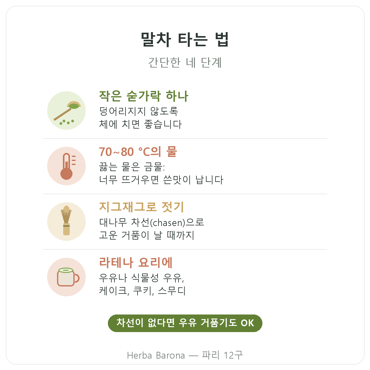 파리 말차: 말차 타는 법, Herba Barona 파리 12구