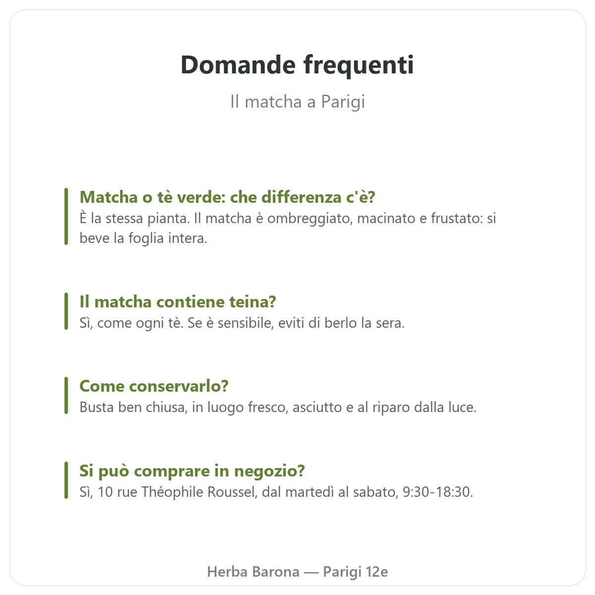 Matcha a Parigi: domande frequenti, Herba Barona Parigi 12e