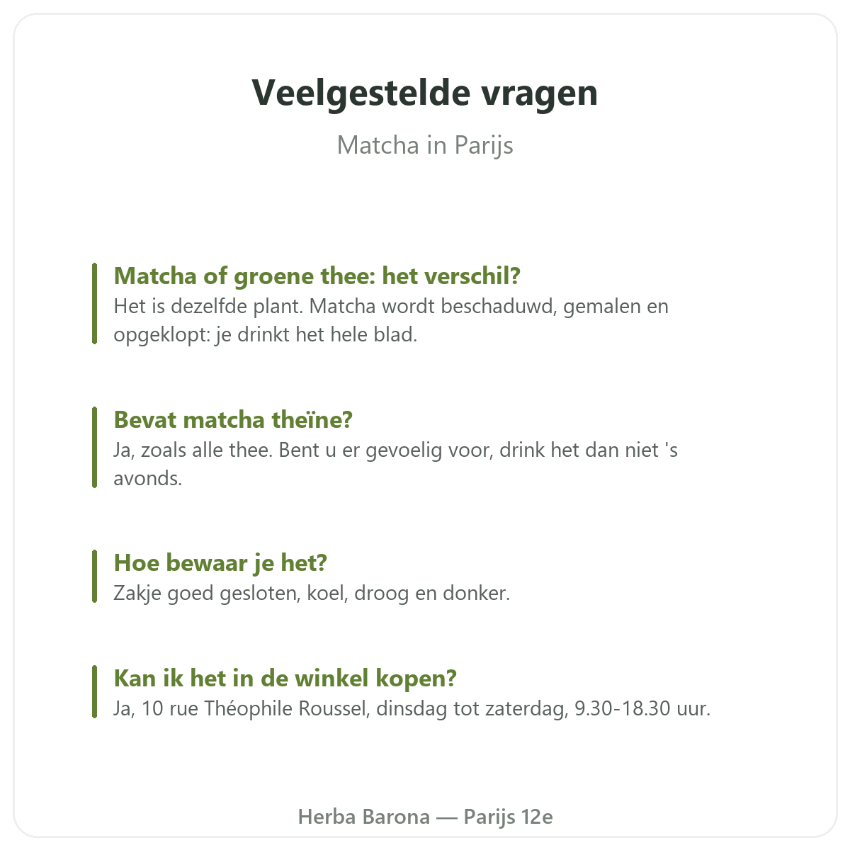 Matcha in Parijs: veelgestelde vragen, Herba Barona Parijs 12e