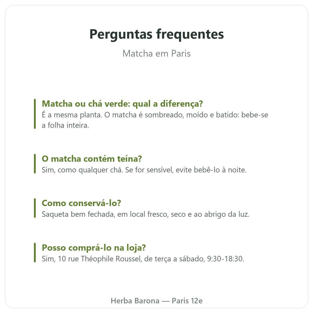 Matcha em Paris: perguntas frequentes, Herba Barona Paris 12e