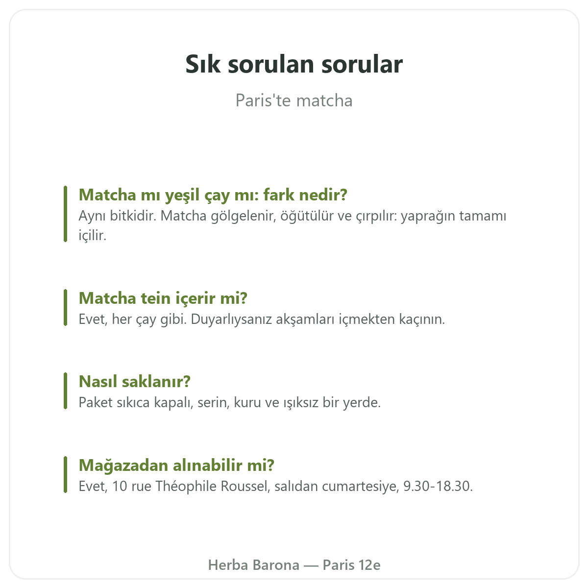 Paris'te matcha: sık sorulan sorular, Herba Barona Paris 12. bölge