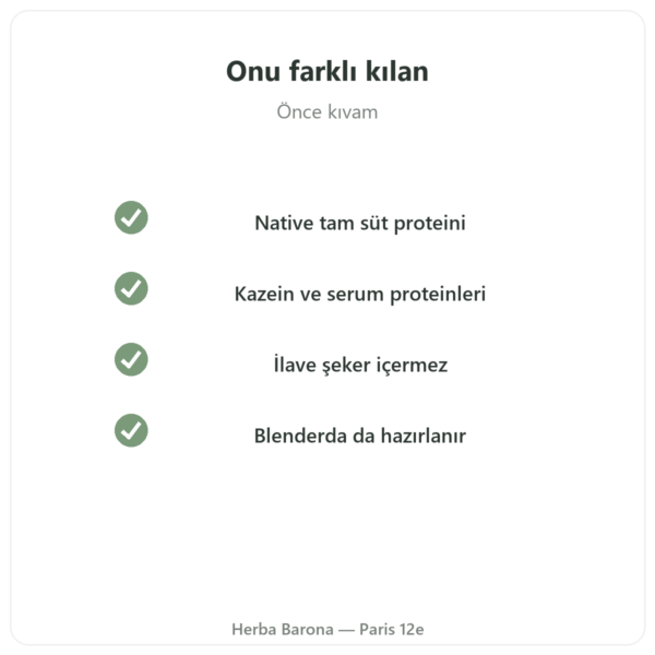 Greenwhey Çilekli Proteinli Milkshake 900 g kalite Paris Herba Barona