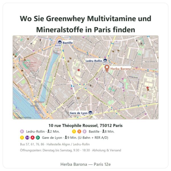 Wo zu finden Greenwhey Multivitamine und Mineralstoffe 120 Kapseln - Herba Barona Paris