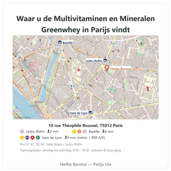 Waar te vinden Multivitaminen en Mineralen Greenwhey 120 capsules - Herba Barona Paris