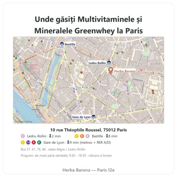 Unde găsiți Multivitamine și Minerale Greenwhey 120 de capsule - Herba Barona Paris