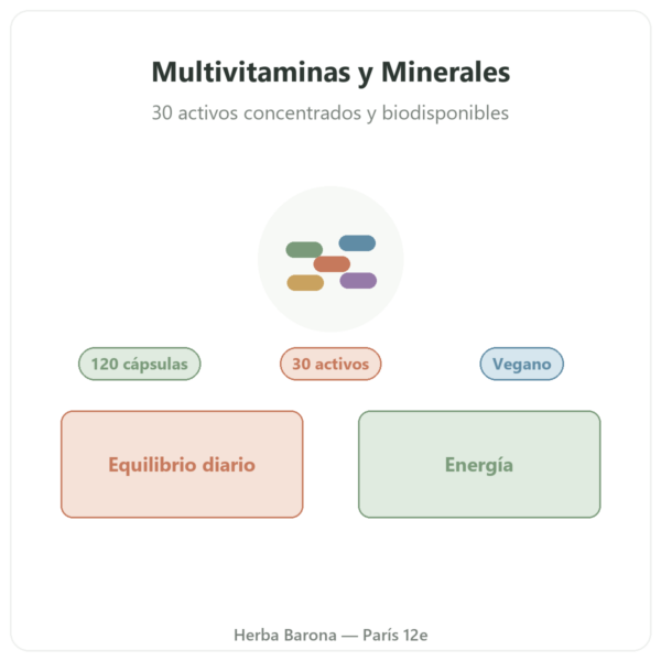 Multivitaminas y Minerales Greenwhey 120 cápsulas presentación Paris Herba Barona