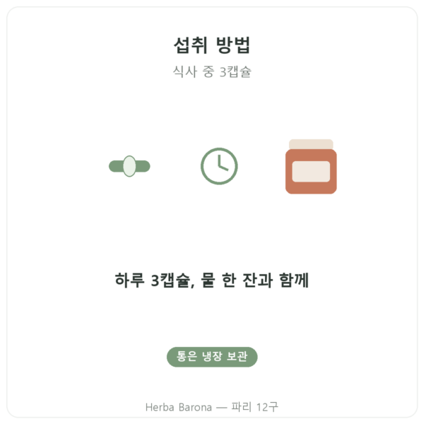 Nutripure 오메가3 Epax® – 270캡슐 섭취 방법 Paris Herba Barona