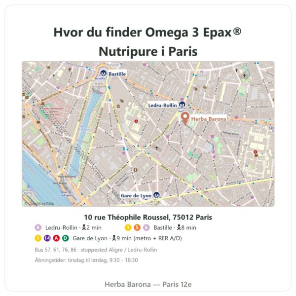 Hvor finder man Omega 3 Epax® Nutripure 270 kapsler - Herba Barona Paris