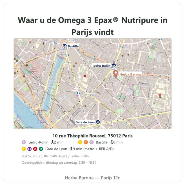 Waar te vinden Omega 3 Epax® Nutripure 270 capsules - Herba Barona Paris
