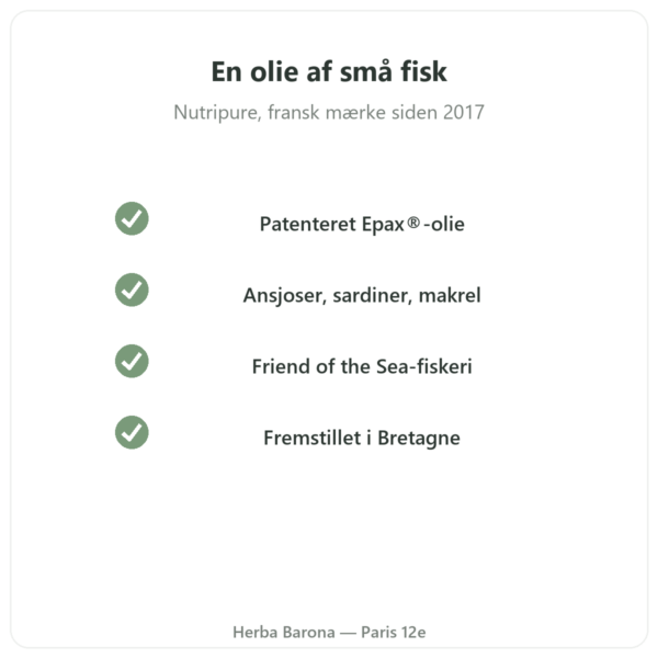 Omega 3 Epax® Nutripure 270 kapsler kvalitet Paris Herba Barona