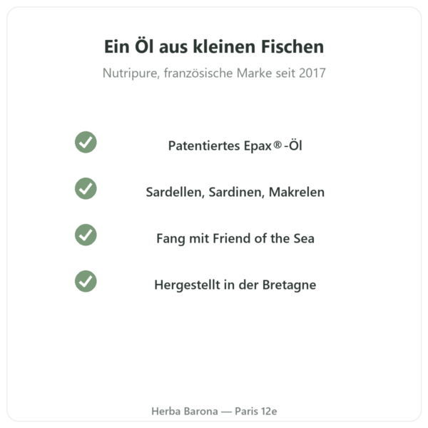 Omega-3 Epax® Nutripure 270 Kapseln Qualität Paris Herba Barona