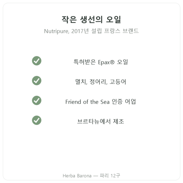 Nutripure 오메가3 Epax® – 270캡슐 품질 Paris Herba Barona