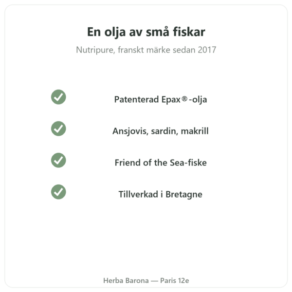 Omega 3 Epax® Nutripure 270 kapslar kvalitet Paris Herba Barona