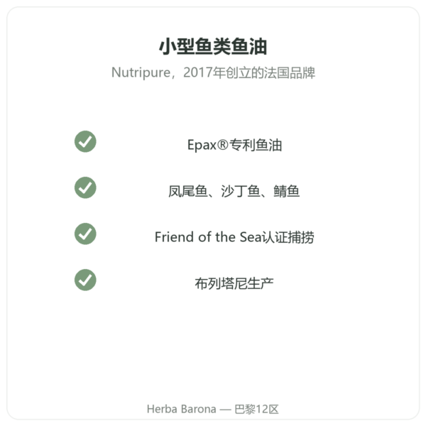 Nutripure Omega 3 Epax® 鱼油 – 270 粒胶囊 品质 Paris Herba Barona