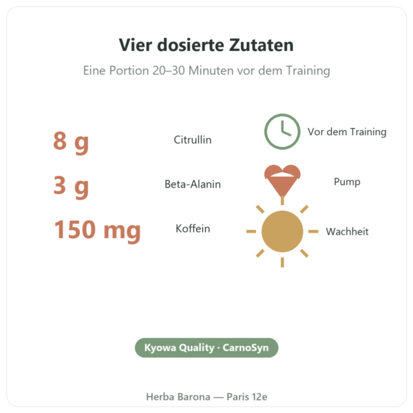 Greenwhey Pre-Workout Zitrone und Minze 300 g Eckdaten Paris Herba Barona