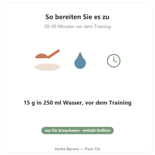 Greenwhey Pre-Workout Zitrone und Minze 300 g Anwendung Paris Herba Barona
