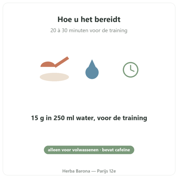 Pre-Workout Greenwhey Citroen & Munt 300 g gebruik Paris Herba Barona
