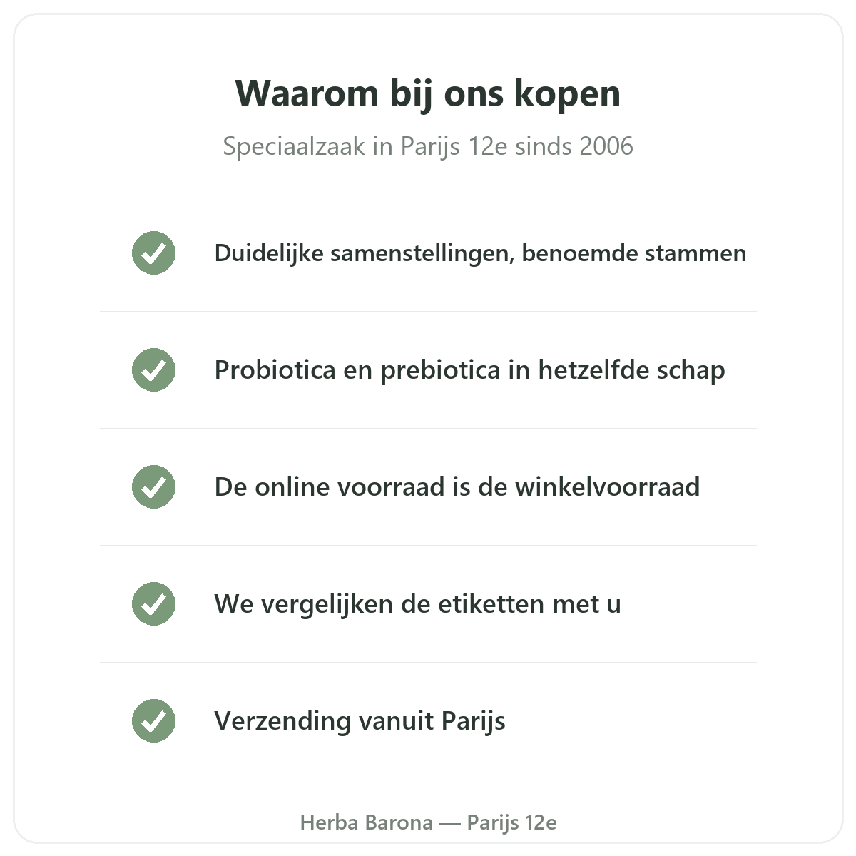 Probiotica en prebiotica in Parijs: waarom kopen bij Herba Barona Parijs 12e