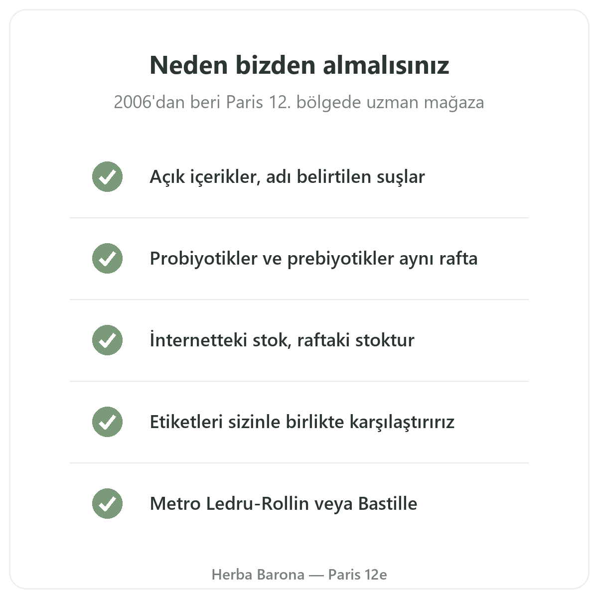 Paris'te probiyotikler ve prebiyotikler: neden Herba Barona Paris 12. bölgeden alınır