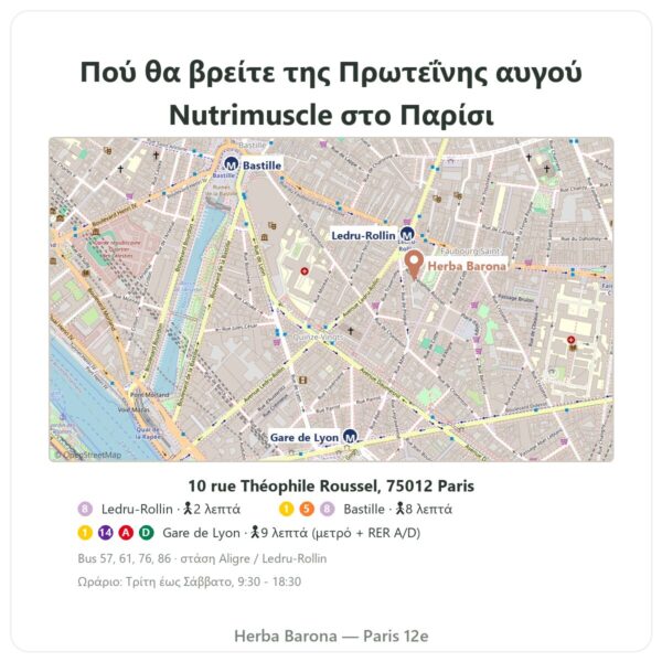 Πού θα βρείτε Πρωτεΐνη αυγού σε σκόνη Σοκολάτα – Nutrimuscle – 1 kg - Herba Barona Paris