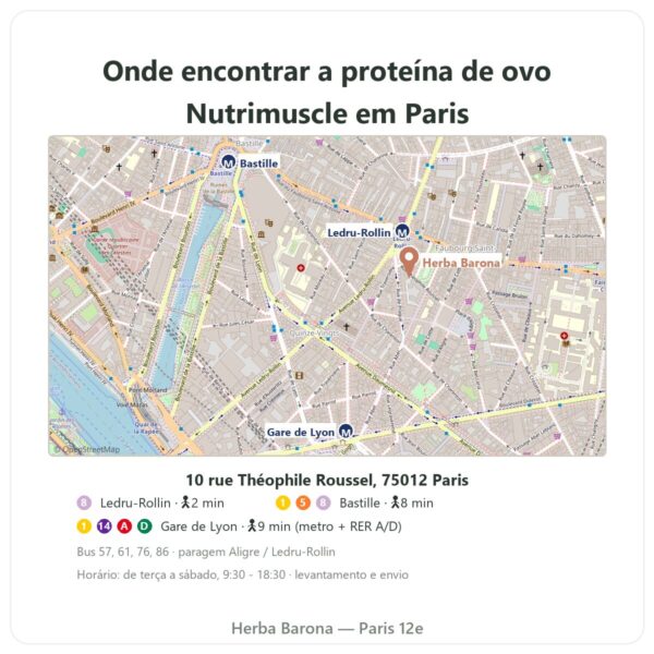 Onde encontrar Proteína de ovo em pó Chocolate – Nutrimuscle – 1 kg - Herba Barona Paris