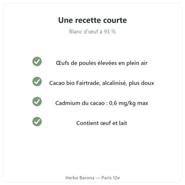 Protéine d'œuf chocolat Nutrimuscle 1 kg qualité Paris Herba Barona