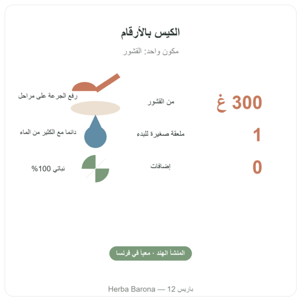 قشور السيليوم الأشقر 300 غ – Nature et Partage – 300 غ الأرقام الأساسية Paris Herba Barona