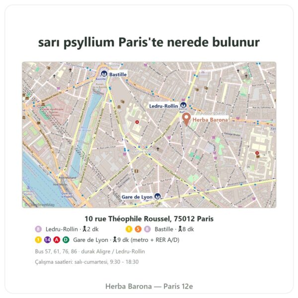 Nerede bulunur Sarı Psyllium Tohum Kabuğu 300 g – Nature et Partage - Herba Barona Paris
