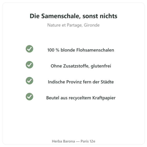 Blonde Flohsamenschalen 300 g – Nature et Partage – 300 g Qualität Paris Herba Barona