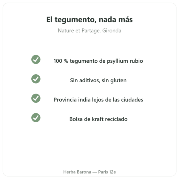 Psyllium rubio tegumento 300 g – Nature et Partage – 300 g calidad Paris Herba Barona