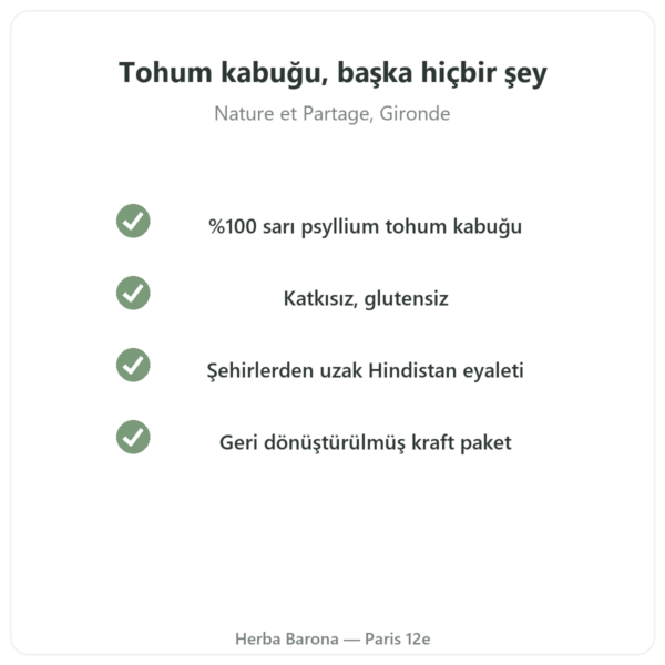 Sarı Psyllium Tohum Kabuğu 300 g – Nature et Partage kalite Paris Herba Barona