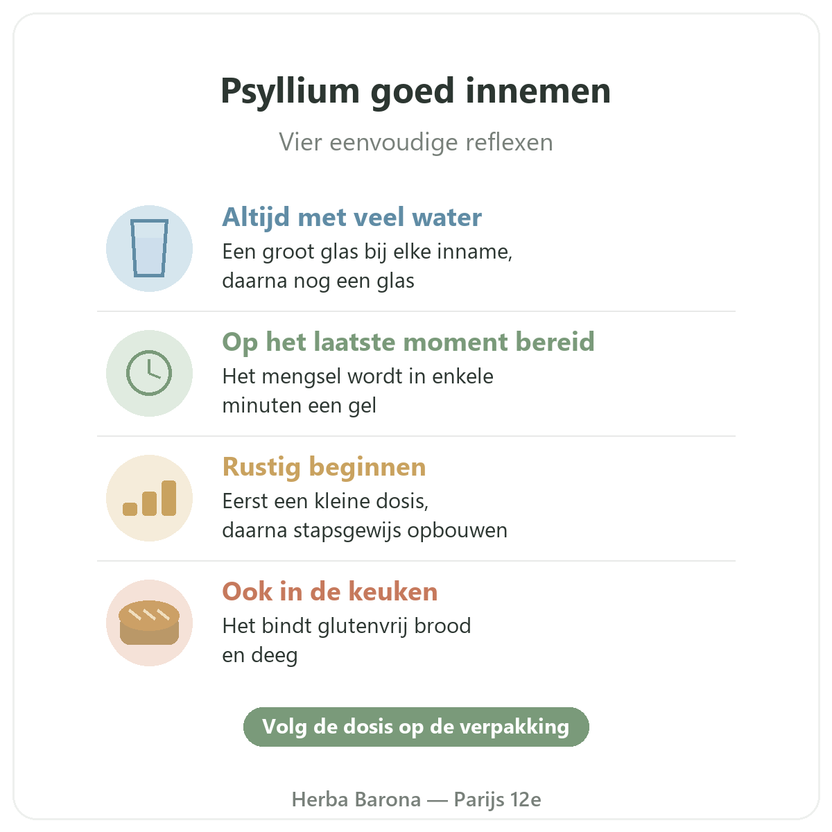 Psyllium in Parijs: psyllium goed innemen, Herba Barona Parijs 12e