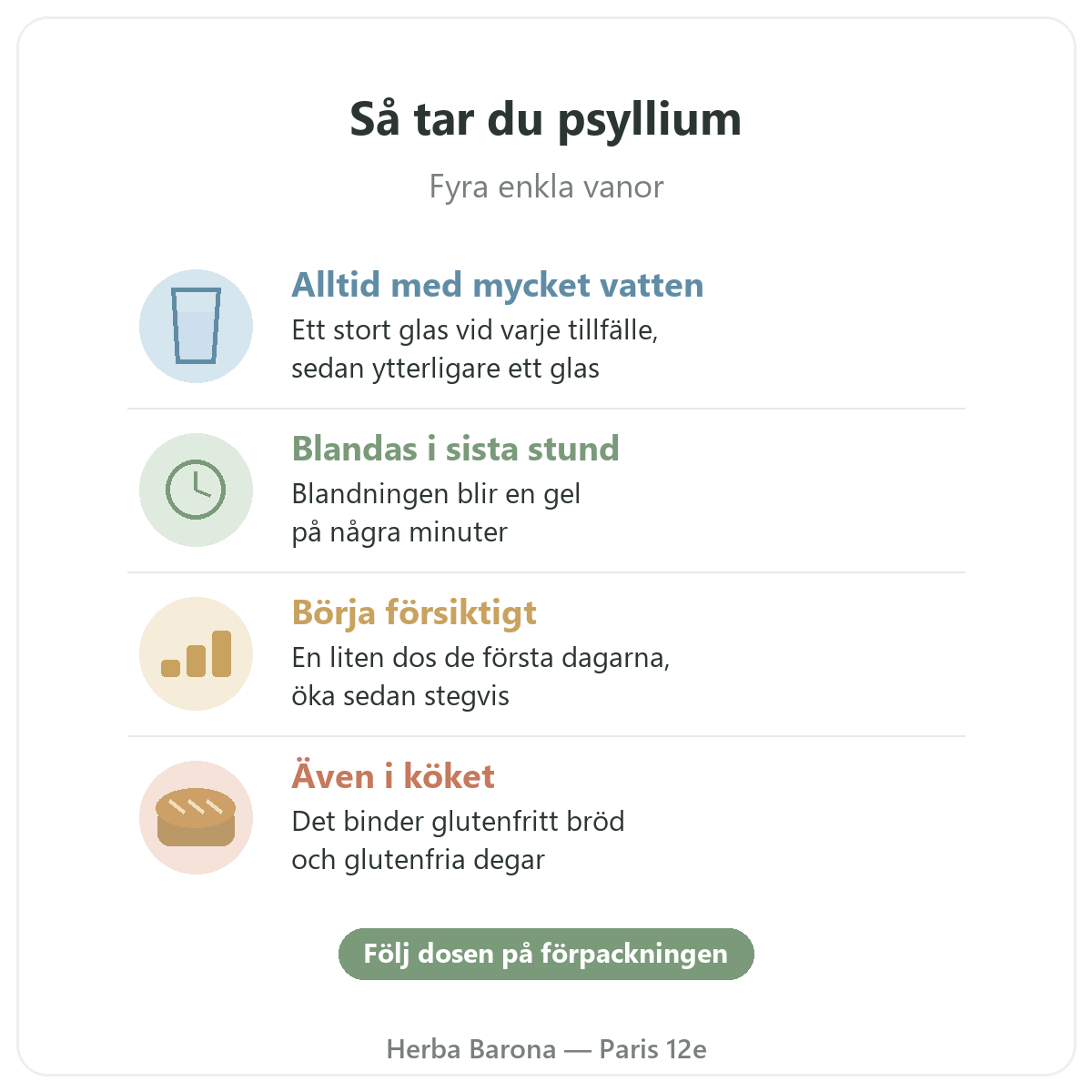 Psyllium i Paris: så tar du psyllium, Herba Barona Paris 12e