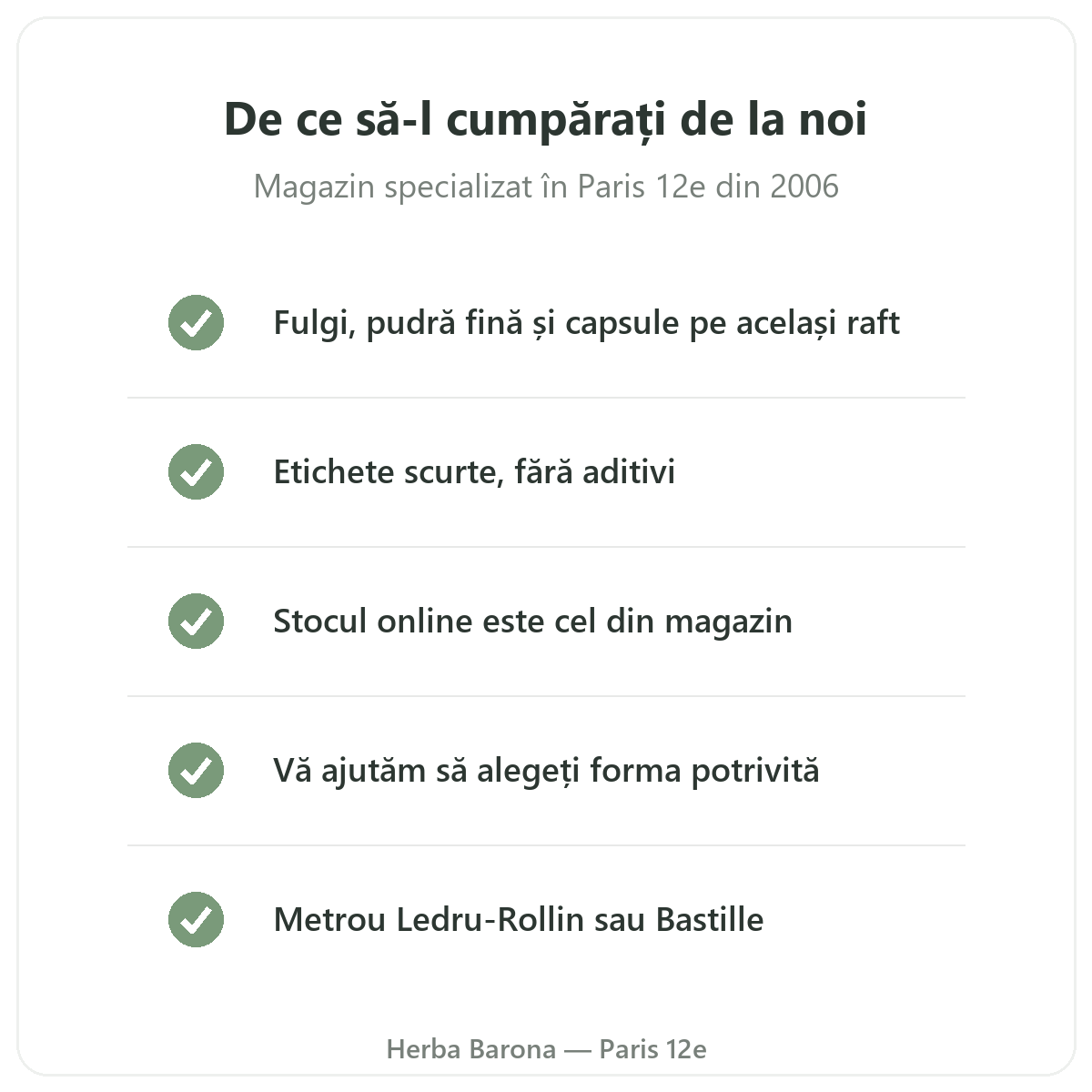 Psyllium la Paris: de ce să cumpărați de la Herba Barona Paris 12e
