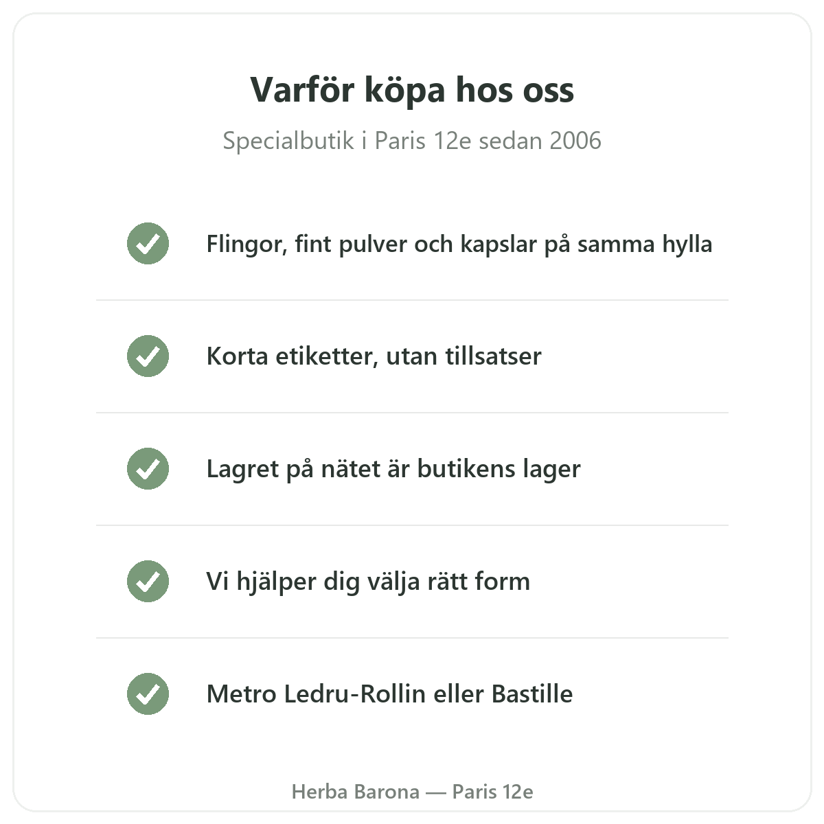Psyllium i Paris: varför köpa hos Herba Barona Paris 12e