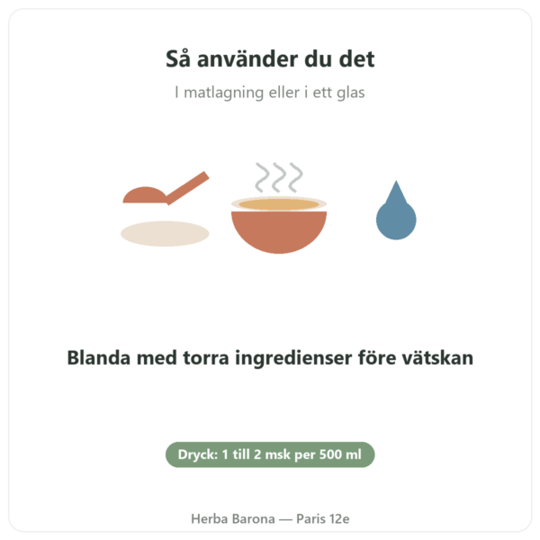 Ekologiskt extra fint psylliumpulver 300 g – Nature et Partage användning Paris Herba Barona