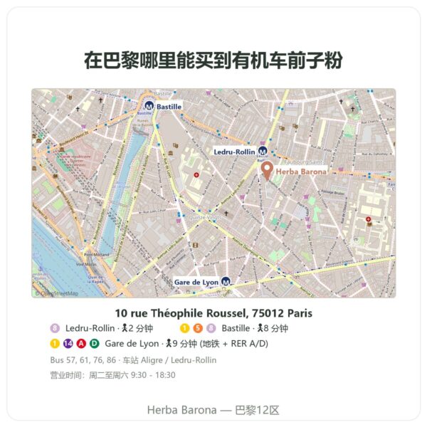 购买地点 有机超细车前子粉 – Nature et Partage – 300 g - Herba Barona Paris