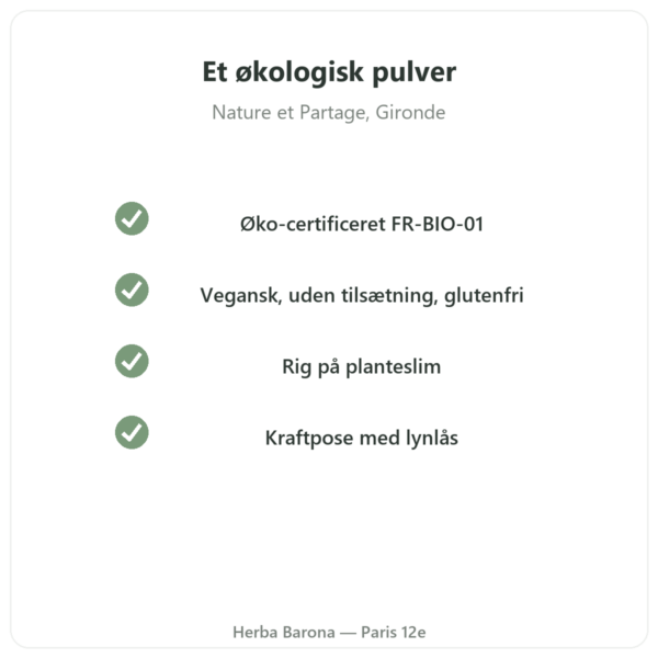 Økologisk ekstra fint psylliumpulver 300 g – Nature et Partage kvalitet Paris Herba Barona